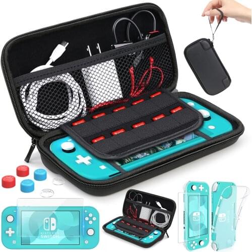 Accessories Kit For Nintendo Switch Lite Mini Carrying Case TPU Shell Cover Bag Tempered Glass Screen Protector Games Card Caps