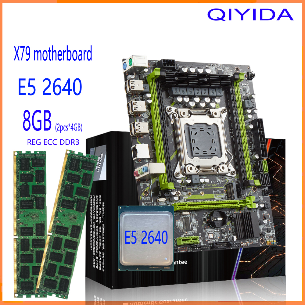 Qiyida X79 chipset motherboard combo kit set Xeon E5 2640 LGA 20112Pcs x 4GB= 8GB 1333 DDR3 ECC REG memory
