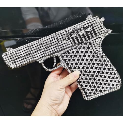 The Newest Fashion Crystal Evening Party Bags Gun Designer Black personality Wedding Purse Box Clutch Bags Handbags SM101