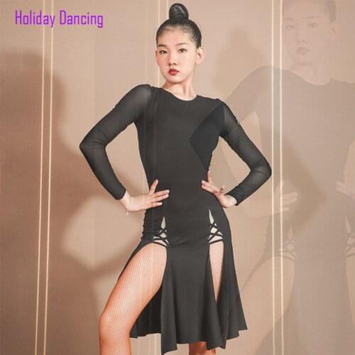 2021 New TL723 Long Sleeve See Through Design Latin Dance Dress Women Performance Modern Dance Dress Latino Dancewear