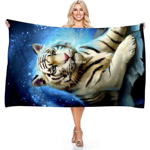 New Tiger Panda 3D Digital Printing Rectangular Bath Towel Outdoor Travel Portable Microfiber Absorbent Towel