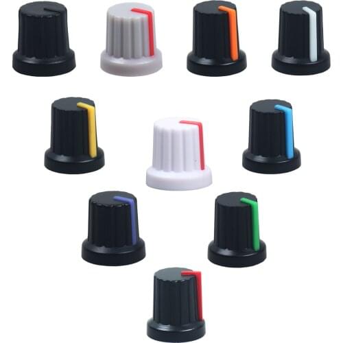 10 Pcs 6mm Shaft Hole Dia Plastic Threaded Knurled Potentiometer Knobs Caps Rotary Encoder Knobs Volume Control Knobs