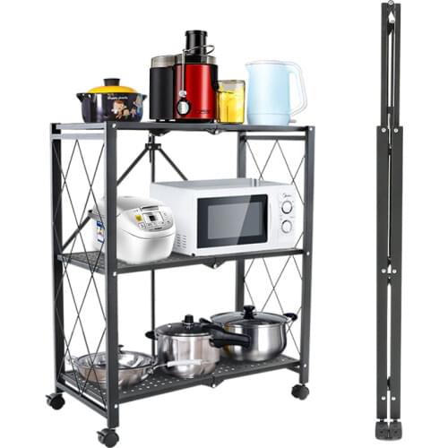 Free Installation Kitchen Folding Shelves With Wheels Living Room Household Sundries Finishing Balcony Floor Storage Rack