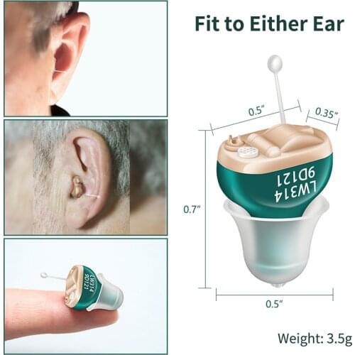 Mini Portable Hearing Aid Digital ITC Ear Sound Amplifier Wireless Headphones For Seniors Severe Hearing Loss Aid Left&Right Ear
