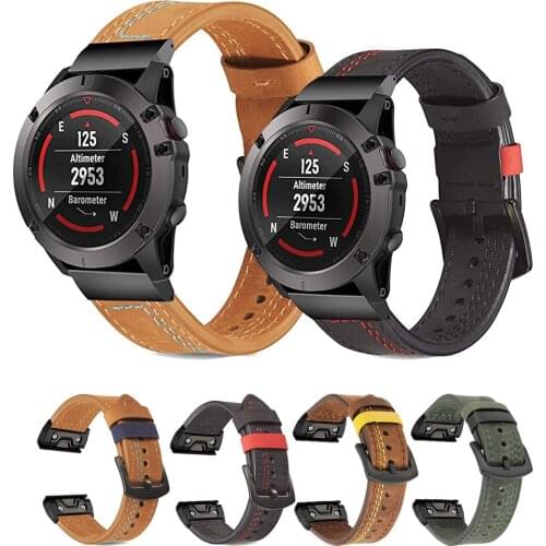 22/26mm Leather Strap For Garmin Fenix6/6X Pro Replacement Quick Release Watchband for Garmin Fenix 5/5 Plus/5X Smart Watch Band