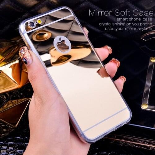 Rose Gold Luxury Bling Mirror Case For Iphone 6 6S Plus 5.5 Clear TPU Edge Ultra Slim Flexible Soft Cover For Iphone6 6S 4.7inch