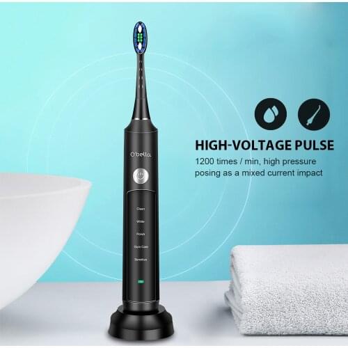 48000RP O'BELLA 071B Sonic Electric Toothbrush Rechargeable Oral Adult Brushes With 4 Pcs DuPont Replacement Heads gift freeship