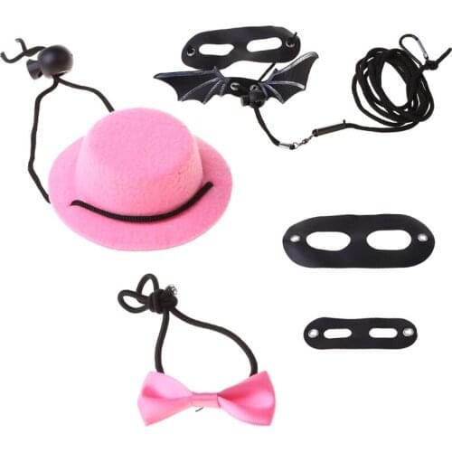 69HC Lizard Traction Rope Hat Bow Tie Leather Reptile Bearded Dragon Harness Leash