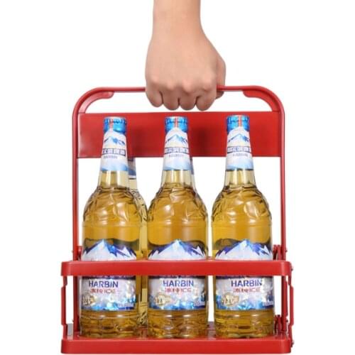 Folding 6 Bottles Plastic Beer Beverage Carrier Holder Basket Rack Wine Caddy Stand for Barbecue Picnic Home Bar Cafe Shop