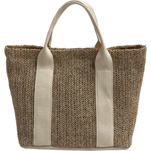 Straw Beach Bag Vintage Woven Shoulder Bags Bohemian Summer Vacation Casual Tote Handbag