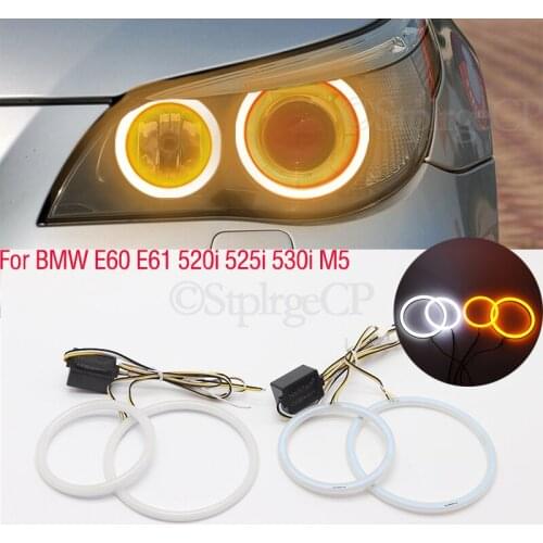 SMD cotton light LED angel eyes white and yellow DRL kit For BMW E60 E61 520i 525i 530i 540i 545i 550i M5 Pre LCI 2003 2004-2007