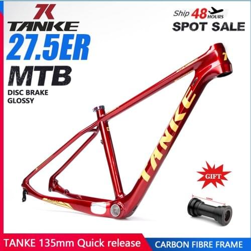 TANKE 27.5er MTB Carbon bike frame 16" 17 inch 135mm bicycle Frame Internal line with BB headset hanger Mountain cycling parts