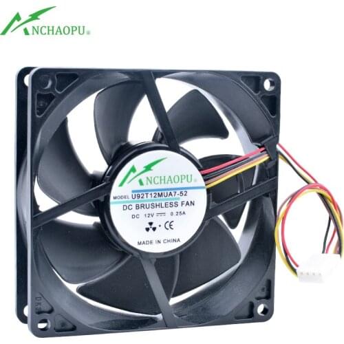 ANCHAOPU 9cm 92mm fan 92x92x25mm DC12V 0.25A 4 lines pwm Quiet cooling fan with large air volume for chassis CPU