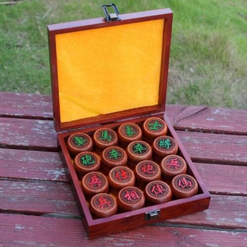 High-end Wooden Chinese Chess - Xiangqi Travel Board Game Set with PU Leather Board for