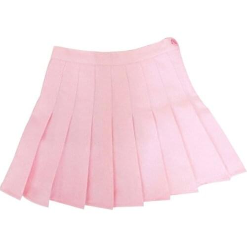 Short Pleated Skirt Girls High Waist Plain Skater Flared Empire Short Ladies Mini skirts womens faldas mujer Preppy Style