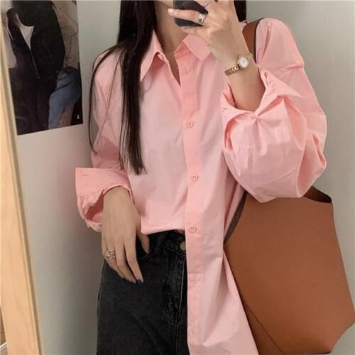 Casual Loose Women Blouses Shirts Sexy Cold Shoulder Single-breasted Female Solid Shirts 2021 Summer Autumn Tops Oversized Femme