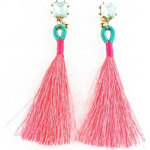 Dongmu jewelry fashion new colorful tassel earrings protein drill ladies versatile single party gift