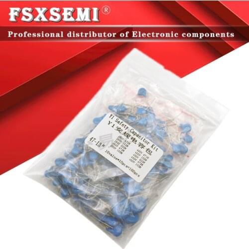 10values*10pcs=100pcs Safety Y capacitor DIY KIT X1 Y1 Y2 400VAC 250VAC 471 102 222M 472M 103M
