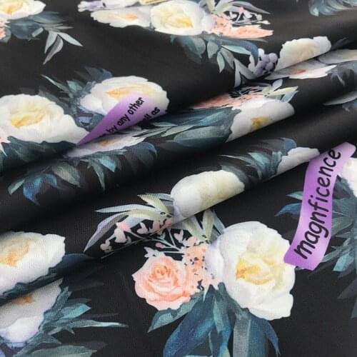 145cm Peony Flower Printed 100% Polyester Twill Fashion Diy Clothing Shirt Brand Fashion Fabric Cloth for Dress by the Meter