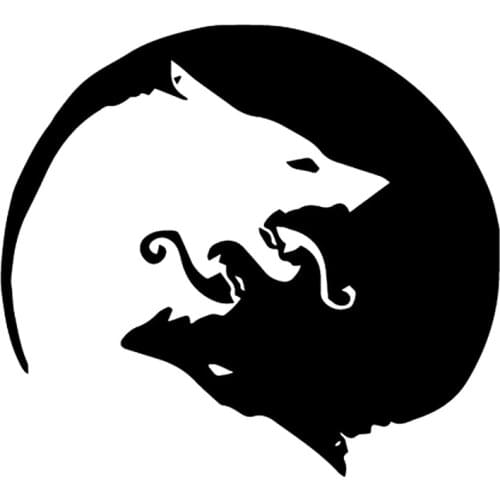 15.8CM*14.3CM Black And White Wolf Tai Chi Decor Car Sticker Bumper Vinyl Decal