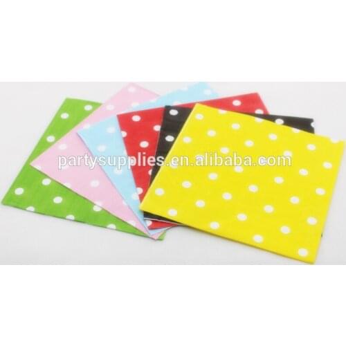 400pcs Paper Napkin Colorful Polka Dot Party Paper Napkin 100% Pure Wood Pulp Napkin for Wedding Decoration 33*33cm