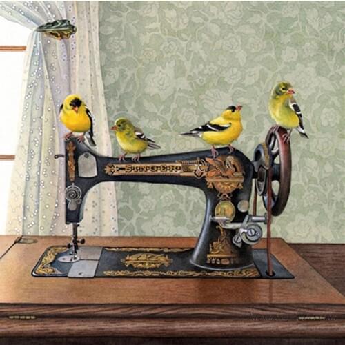 5D DIY Square/Round Diamond Painting Sewing machine and birds Cross Stitch Diamond Embroidery Needlework home Decoration J0269