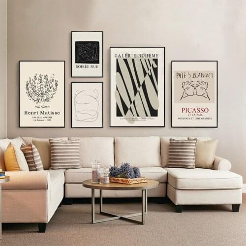 Abstract Lines Matisse Picasso Retro Posters Print Vintage Canvas Painting Wall Art Pictures For Interior Living Room Home Decor