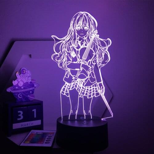 Acrylic Table Lamp Anime Your Lie in April for Home Room Decor Light Kid Girls Gift Kaori Miyazono Figure Night Light