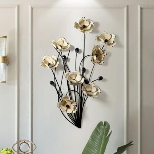 American Wrought Iron Flower Wall Decoration Crafts Wall Hanging Home Livingroom Hotel Office Wall Sticker Mural Ornaments Decor
