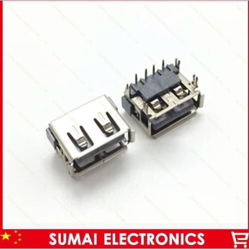 Free shipping 50pcs USB Socket A type Female Jack short type 10.0 H6.3 USB Port