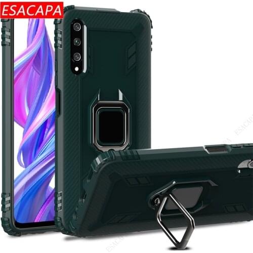 Carbon Fiber Ring Stand Holder Case For Huawei Honor X10 V30 9X Pro 20 Lite Soft TPU Shockproof Armor Cover For Honor 20i 10i