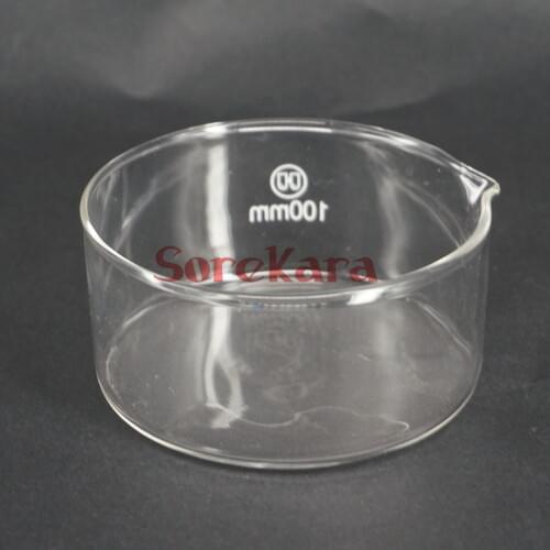 100mm Glass Crystallizing dish Plat Bottom with spout For Chemistry Laboratory