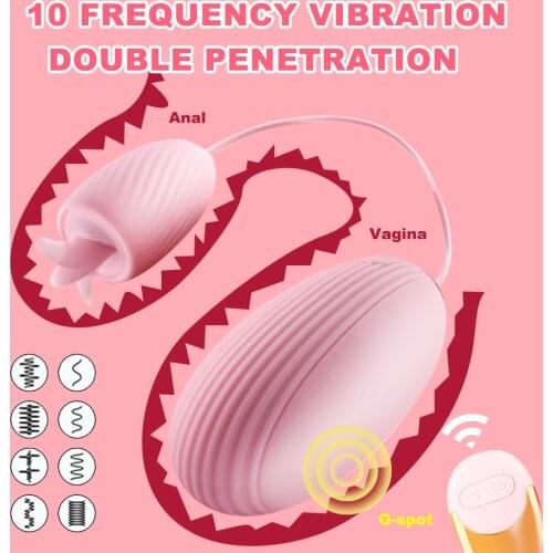 Double Head Vibrating Egg Wireless Remote Control Jump Egg Tongue Licking Dildo Vibrators Clitoral Stimulatior Vibrator Sex Toys
