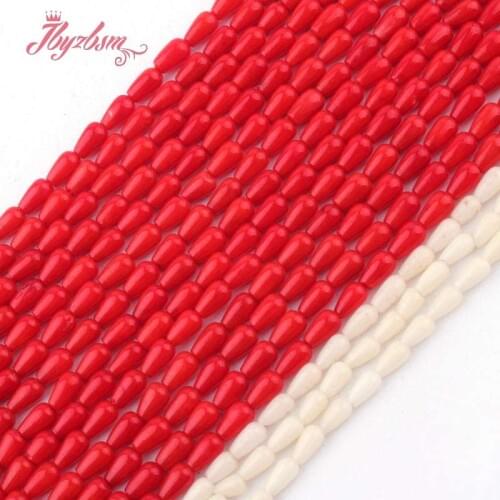 3x5mm Smooth Drop Coral Beads Natural Stone Beads For DIY Necklace Bracelets Eaaring Pandant Jewelry Making 15" Free Shipping
