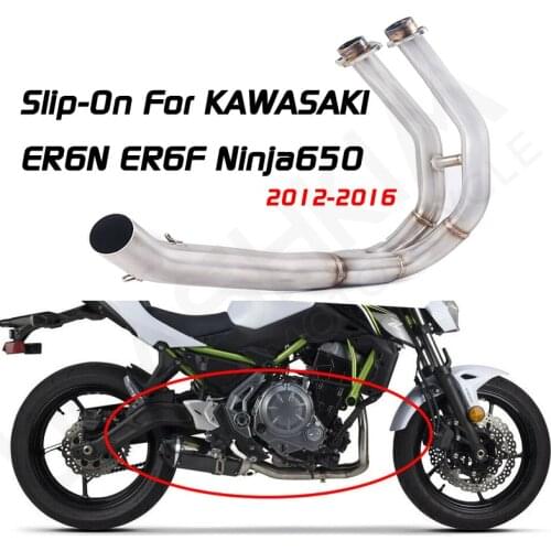 Motorcycle Full Exhaust Muffler Middle Link Pipe System Slip On For kawasaki ER6N ER6F NINJA650R 2012-2016 Ninja650 Z650