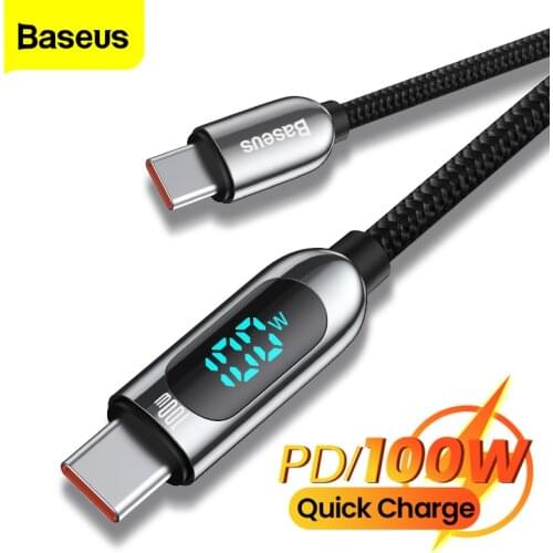 Baseus PD 100W USB Type C to USB C Cable Fast Charging Data Cable 5A Quick Charge 4.0 QC 3.0 For Xiaomi Huawei Samsung MacBook