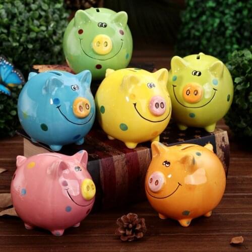 Ceramic Smiley Pig Piggy Bank Saving Cash Coin Money Boxes Children Toy Kids Gift Cute Storage Box ornaments Creative home decor