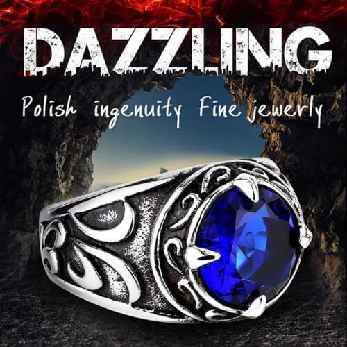 BEIER New Vintage Northern Europe Viking Stainless Steel Ring With 3colour Stone Fashion Retro Cool Jewelry BR8-270