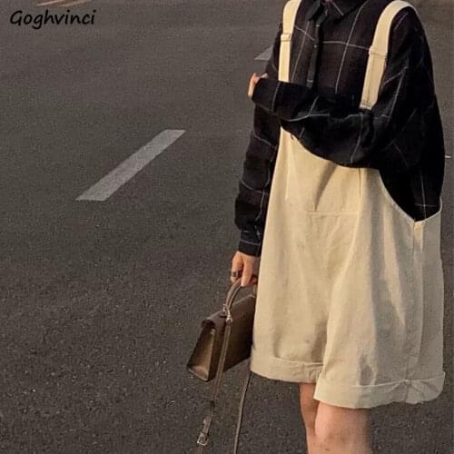 Women Rompers Big Pockets Baggy Leisure Boyfriend Denim Beige Teenagers Korean Style Fashionable Females Playsuits High Quality