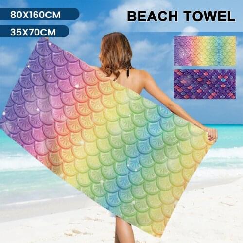 Creative Beach Towel Personalized Printing Sunscreen Shawl Mermaid Super Absorbent Quick-drying Bath Towel Swimming Beach Towel