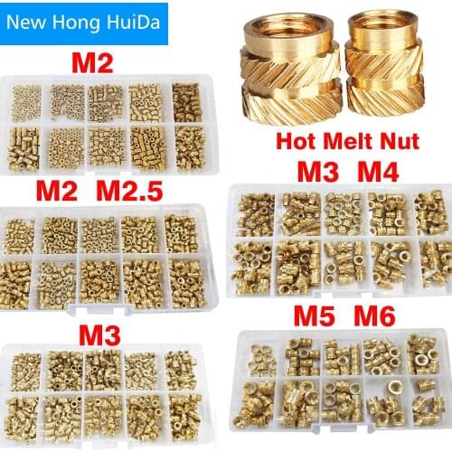 Brass Hot Melt Inset Nuts Heating Molding Copper Thread SL-type Double Twill Knurled Injection Nut Assortment Kit M2 M3 M4 M5 M6