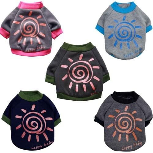Cartoon Sun Print Pet Costume for Winter Dog Clothes for Small Dogs for Chihuahua Teddy Outfit Pet Product XS-L Perros Mascotas