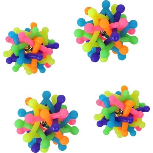 Pet Dog Puppy Cat Colorful Rubber Training Chew Ball Pet Products Bell Squeaky Sound Play Toy Dog Ball Bite Resistant Play Ball