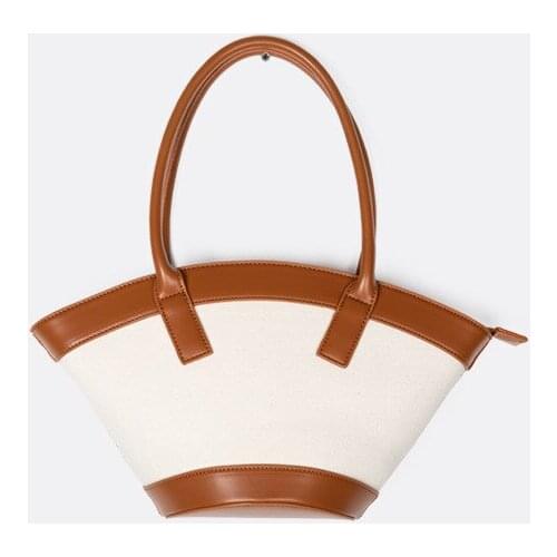Women New Fashion Designer Stitching Color Concise Elegant Large Capacity Shell Bag Top-handle Bag Shoulder Bag Office Daily