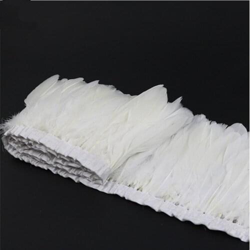 Wholesale 2 Meter/Lot Dyed White Goose Feather Trims Real Geese Feather Fringes Ribbons Dress Belt decorative Clothing