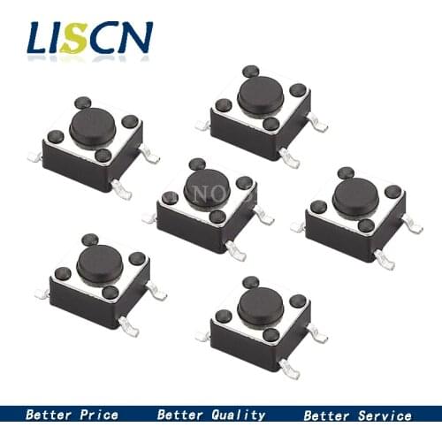 100PCS SMD Switch 6*6*4.3mm 6*6*5mm 6mm 7mm 6X6 4Pin Tactile Tact Push Button Micro Switch Self-reset Switches
