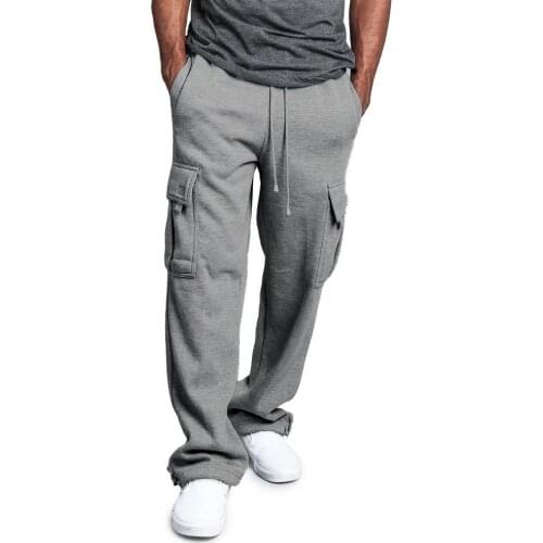 New Arrival Straight Pants Men Loose Joggers Mens Solid Color Track Pants Casual Trousers Fashion Sports Pants Hip Hop 2019