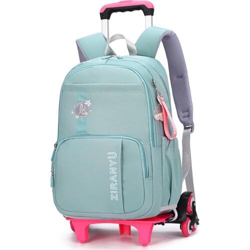 2021 Trolley backpack Girls waterproof children School Bags Wheels Travel bags Luggage backpack kids Rolling book bags schoolbag