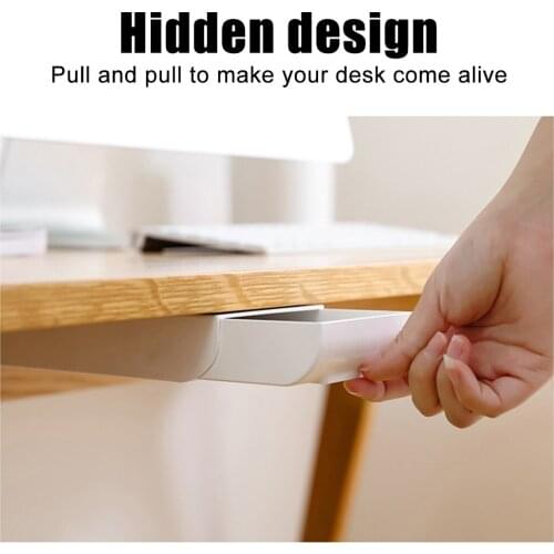 Self-adhesive Hidden Storage Box Under The Table Makeup Organizer Under Desk Storage Drawer Organizer Box Stationery Storage