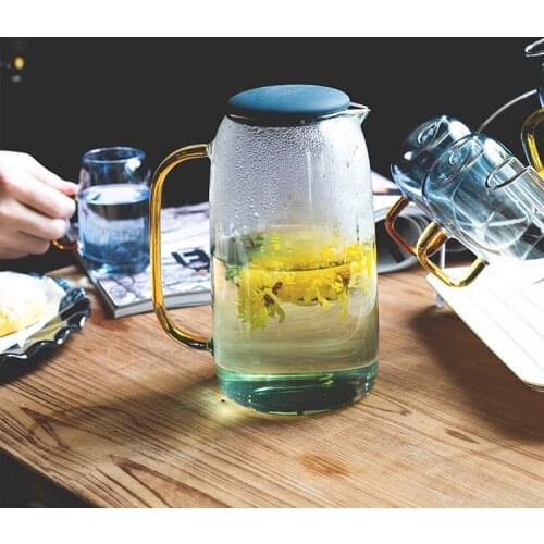 Glass Cold Water Bottle High Borosilicate Glass 1550ml Glass Pitcher Kettle Teapots For Tea Fruit Juice Lemon